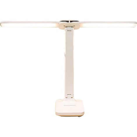 Lampe de bureau à 2 têtes, 3 couleurs, intensité variable en continu, tactile et flexible, idéale pour la chambre ou le dortoir. À brancher. (1/4)