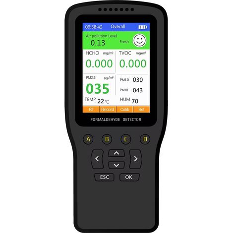 Moniteur de qualité de l'air - Détecteur de test précis - Formaldéhyde, HCHO, TVOC, PM1/2,5/10 (1/4)