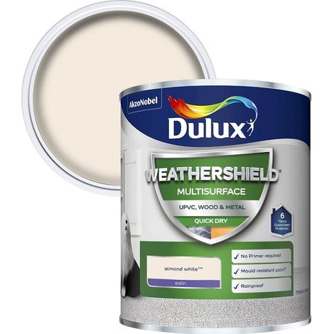 Dulux Weathershield Multi Surface Paint - Almond White - 750ml