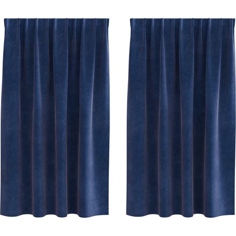 Rideaux occultants 2 pcs Bleu foncé 140 x 175 cm Velours (1/5)