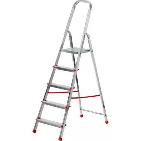 Scala scaletta alluminio domestica 5 gradini pieghevole leggera h 170cm portata 150kg 118cz
