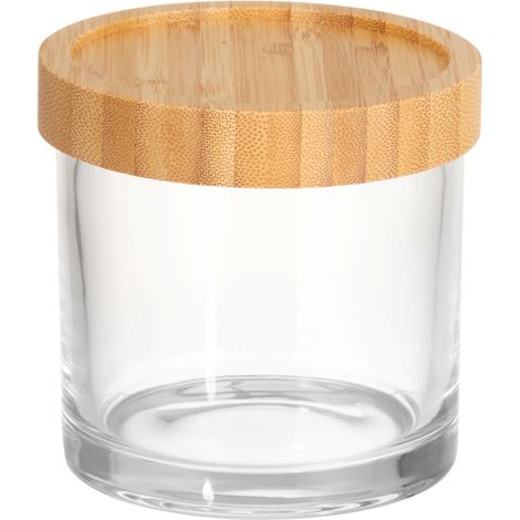 Bocal à coton LINA, en verre et bambou (1/2)