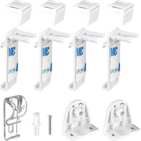Support de serrage pour store enrouleur sans perçage Fixation adhésive pour fenêtres PVC et bois Lot de 10 supports Installation facile (1/5)