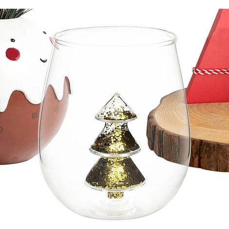 Verres de Noël - Décorations De Noël Anti-Renversement Coupes à Vin Rouge en Forme d'Arbre et Tasses à Café Pour Bureau Salon Bar Restaurant Mariage Anniversaire Thé Lait Jus Eau (1/5)