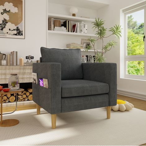 Sillón lectura con bolsillo chenilla 71x68x82 cm OKMYHOME (1/5)