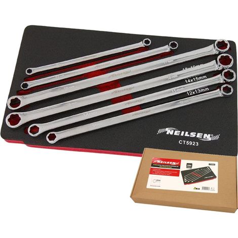 Neilsen 6pc Extra Long Metric Aviation Spanner Wrench Set 8mm - 19mm