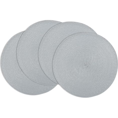 Set mit 4 runden, abwaschbaren, rutschfesten Platzsets – hitzebeständig – 37 cm – hellgrau (1/5)