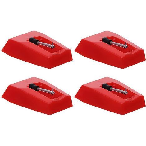 Set mit 4 Ersatznadeln für Plattenspieler, Phonographen und Grammophone – 1,1 x 1,8 cm – Rot (1/4)