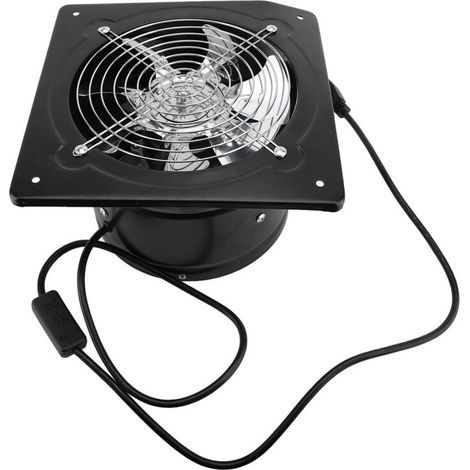 Ventilateur d’extraction mural 3 orifices avec interrupteur intégré – Silencieux, 20 cm (8"), 80 W, noir, usage salle de bain & industriel (1/2)