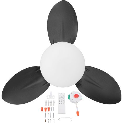 Ventilateur de plafond encastré 25 pouces, petit moteur LED à intensité variable, 6 vitesses, moteur CC silencieux, pour Patio, cuisine, chambre à coucher, noir (1/5)