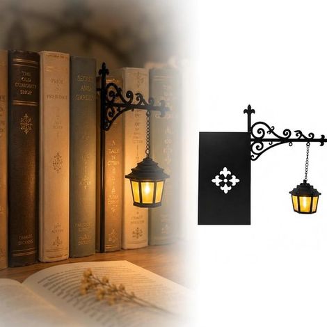 Mini lanterne de bibliothèque - lampe d'étagère - Lampe décorative vintage à LED - à placer entre les livres - Deux styles de décoration (1/5)