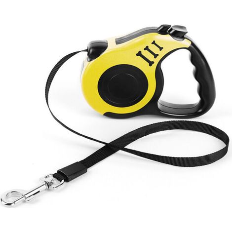 Laisse rétractable pour chien, 5 m, pour petits et moyens chiens, jaune fluo (1/5)
