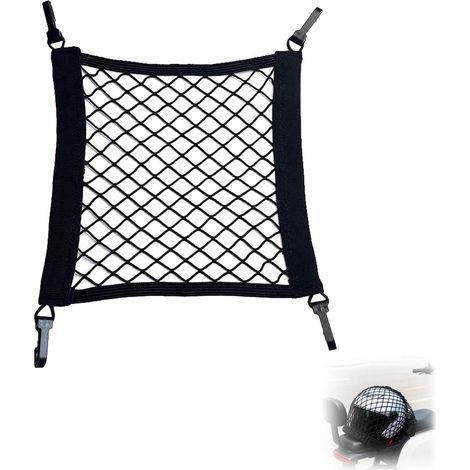 Filet Moto Bagage, 30×25cm Filet Casque Moto Élastique pour Scooter Électrique, Vélos et Voiture Filets Rangement Voiture pour Bagages (1/5)