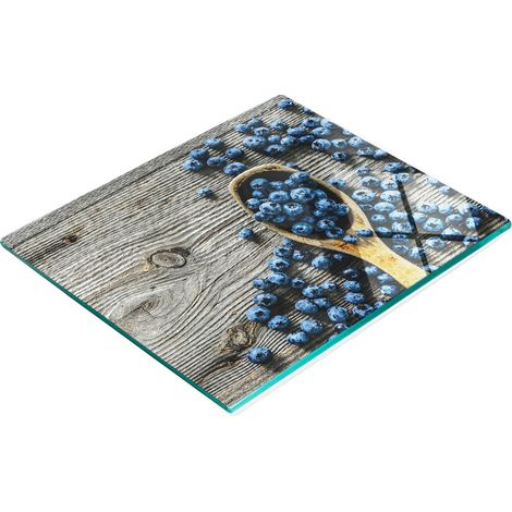Planche à découper décorative en verre et bois de baies 60 x 52 cm (1/5)