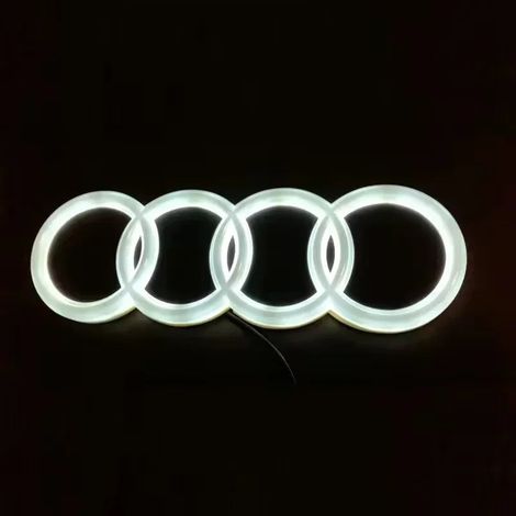 (Lumière blanche, argentée statique) 2026 1 pièce - Logo lumineux de calandre avant compatible avec AUDI A3 A4 A5 A6 A7 A8 S3 S4 S5 S6 S7 Q3 Q5 Q7 - Autocollant LED 4D - Logo lumineux avant de voiture (1/4)