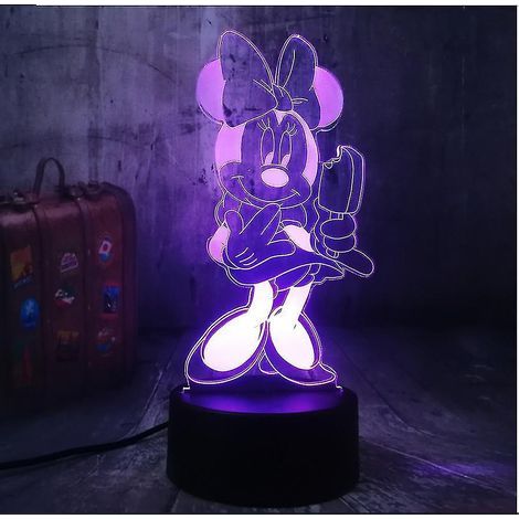 Lampe de table LED Minnie USB 3D Anime Veilleuse d'ambiance