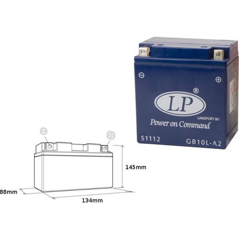 Batteria al gel Landport 10Ah 12V GB10LA2, senza manutenzione per motociclette