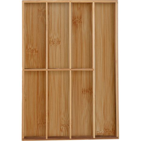 Portaposate stretto 7 scomparti versatile cucina ufficio 32 x 10 x 5 cm in bambù naturale 130009941