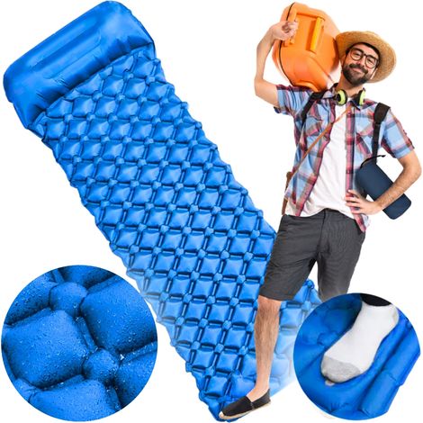 Matelas une place, tapis de sol, oreiller, avec pompe, pour une tente de tourisme robuste (1/5)