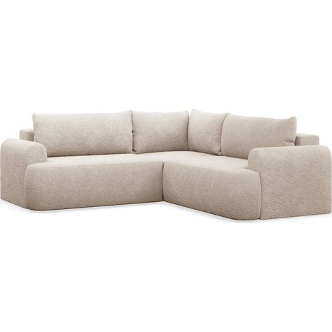 Ovo - L-Form Eckschlafsofa mit Bettkasten, beiger Stoff universell (1/5)