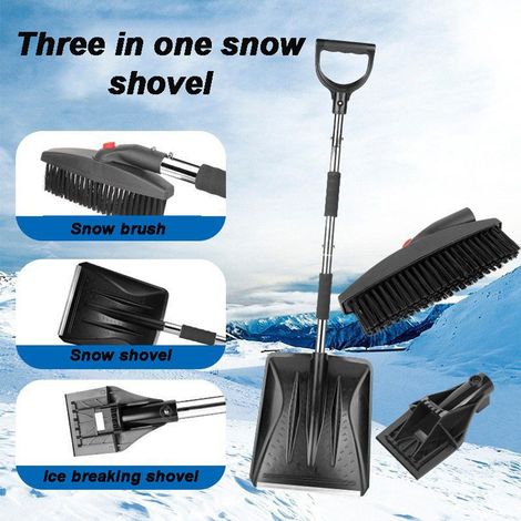 Racleur À Glace - Balai À Neige Rétractable Détachable - Pelle À Neige 3-en-1 En Acier Inoxydable Et Alliage - Pour Pare-Brise De Voiture - 1 Pièce (1/5)