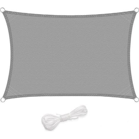 Voile d'ombrage rectangulaire WOLTU en HDPE anti-UV 85% pour jardin et terrasse - Gris Clair