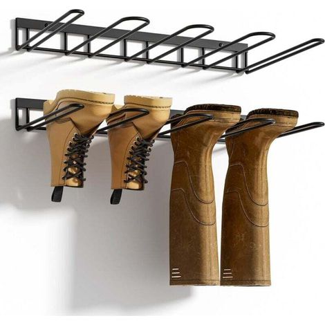 Boot rack, paddling pool hook, metal wall-mounted shoe rack, 4 pairs of boot organizers (for thigh-high and cowboy boots), boot tray for entryway, garage (pack of