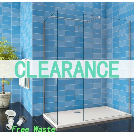 SKY Bathroom 760mm + 700mm Walk in Shower enclosure two Wet Room 8mm shower screen EasyClean NANO Glass 1900mm height (1/5)
