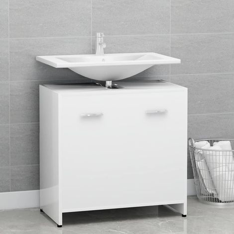 Meuble de salle de bain Armoire de salle de bain Blanc 60x33x61 cm Aggloméré (1/4)