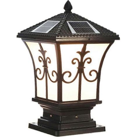 Solar-Stehleuchte für den Außenbereich, Dämmerungssensor, Solarlampe im Vintage-Stil. (1/5)