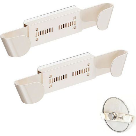 BelleRise – Universelles Aufbewahrungsregal für Topfdeckel (für Schränke) – 2-teiliges Organizer-Set, Weiß (1/5)