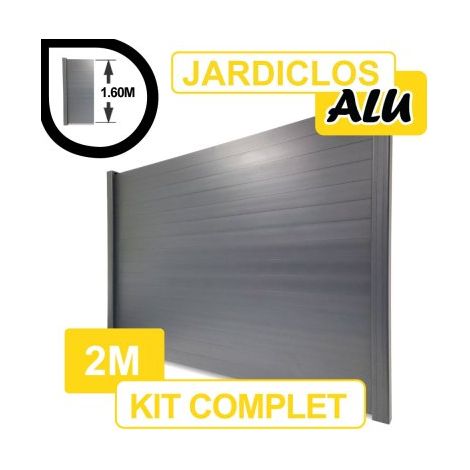 Kit Clôture Aluminium Gris Anthracite 2M - JARDICLOS - A Sceller - 1,60 mètre