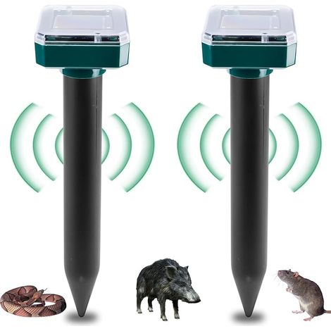 Lot de 2 répulsifs solaires anti-taupes : répulsif solaire contre les taupes IP65 étanche pour l'extérieur pour repousser les taupes dans les pelouses et jardins