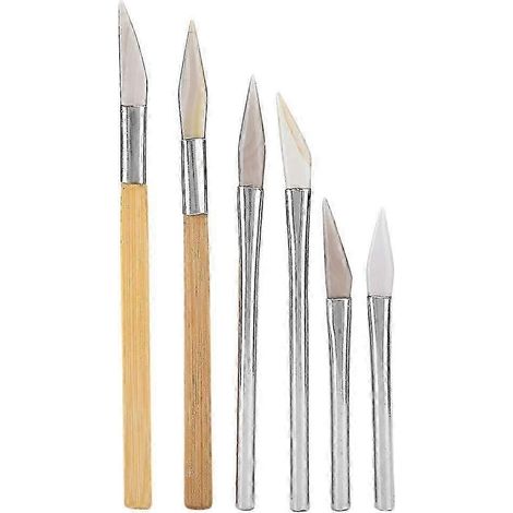 Kit de polissage de lames en agate pour la sculpture de métaux précieux, manches en bambou et en fer (1/5)