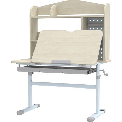 Table d'étude réglable enfant plateau inclinable 80 x 51 x 108,5-130,5 cm naturel