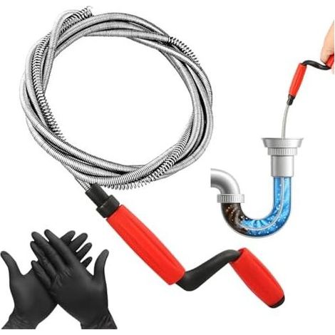 Professionelle Abflussreinigungsspirale, 2,4 x 6 mm für Küche, Toilette, Spüle und Abflüsse, inklusive eines Paars Handschuhe - (1/5)