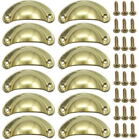 Poignée Bouton de Porte Décoration Rétro pour Meuble Tiroir Poignée de Coquille Vintage pour Tiroir Armoire Meuble Cuisine Fer Incurvé Bouton de Porte de Placard Retro Pour Armoire(12PCS) (1/3)
