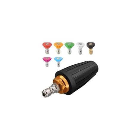 Ugello turbo per idropulitrice, ugello rotante con 7 punte, attacco rapido da 1/4", 4000 Psi, nero, (406689), kit di getti per idropulitrice, ugello rotante ad alta pressione