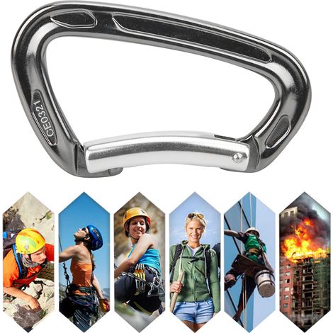 Mousqueton automatique de sécurité KN-24-7-7 pour alpinisme, trekking et activités outdoor - Porte-clés résistant gris (1/4)