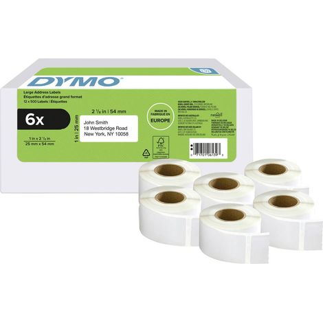 DYMO 2177564 Rouleau d'étiquettes 25 x 54 mm blanc 3000 pc(s) fixation permanente Etiquette d'expédition