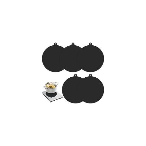 Lot de 5 Tapis en Silicone Noir, Plaque Induction, Tapis de Cuisinière à Induction, 22CM Tapis de Protection, Tapis de Protection pour Cuisinière à Induction, Tapis Antidérapants en Silicone (Noir) (1/5)