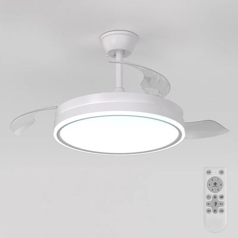 Ventilateur de Plafond LED Rétractable 48/86 cm avec Télécommande, Éclairage Dimmable 3000K-6500K, Ventilateur pour Chambre et Salon (1/5)
