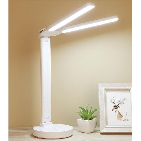 Lampada da scrivania a doppia testa, lampada da scrivania a LED, lampada da scrivania con dimmerazione continua a cinque colori, lampada da ufficio (1/5)