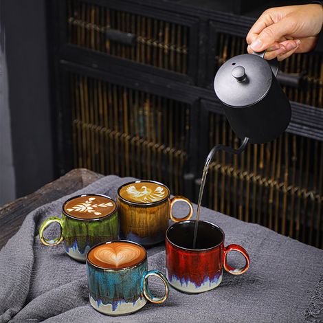 Lot de 2 tasses à café en céramique cuite au four (150 ml) – Emballage en polystyrène expansé + boîte intérieure pour une protection optimale. Capacité : 150 ml. (1/5)