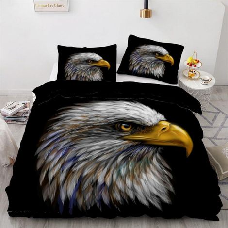 Bettwäsche-Set 155x220 cm 3-teilig mit Adler-Motiv, Mikrofaser, Reißverschluss