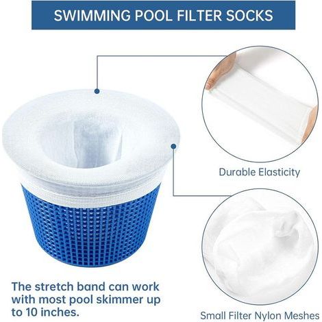 Lot de 5 chaussettes de piscine pour piscines à mailles fines et filtres de spa,réutilisables en maille ultra-fine pour les piscines au sol et hors sol (1/4)