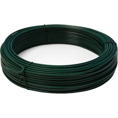 70m Spanndraht 3,8mm Bindedraht Grün Ummantelt - Maschendraht Zaun Metall Draht