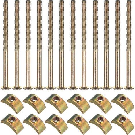 Lot de 12 boulons de connexion M6 pour meubles avec rondelles demi-lune Luna, écrous et écrous pour lits superposés(M6 x 100 mm) (1/5)