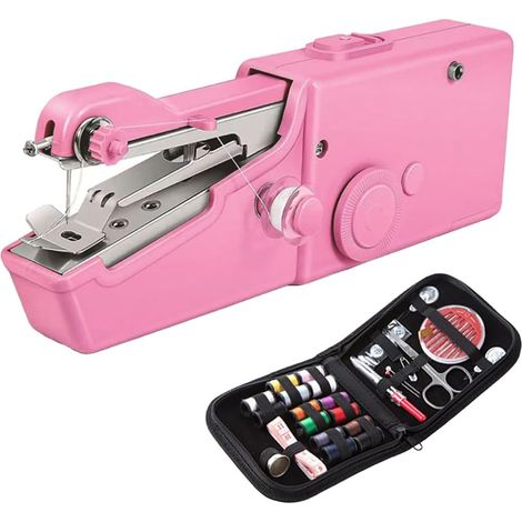 Machine à Coudre Portable Mini Enfile Aiguille Manuel Needle Threader Seam Ripper Kit Couture Voyage Accessoire Couture Compact avec Étui de Rangement (Rose) (1/5)