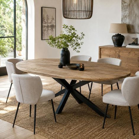 Table à manger ovale en bois de manguier 210 cm FULTON (1/5)